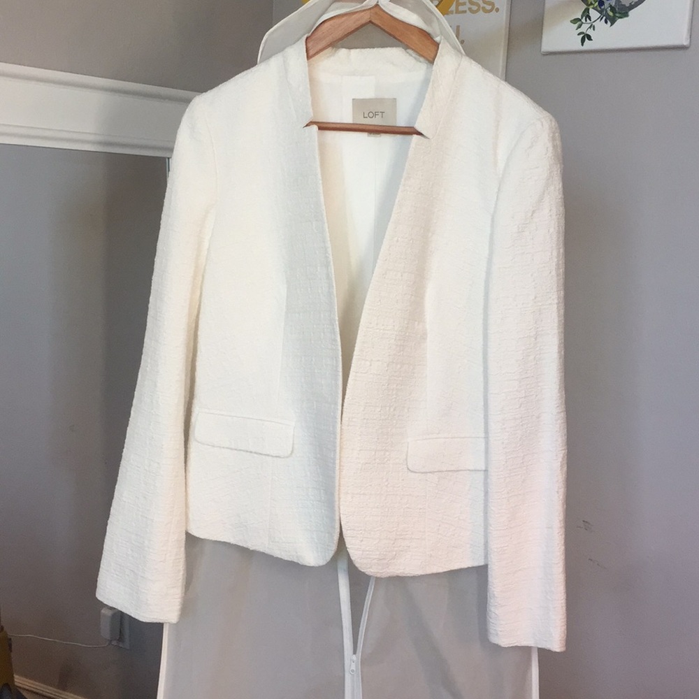 Loft White Textured Blazer